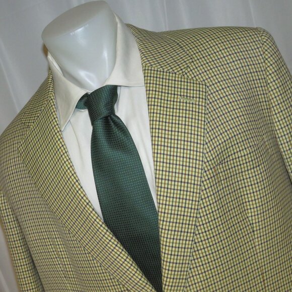 Henry Poole Savile Row Bespoke Cream Checked Two Button Sport Coat 44R - Picture 4 of 13